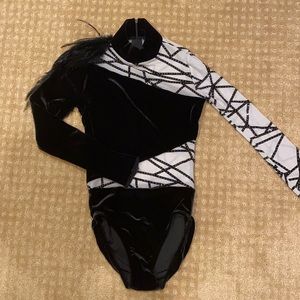 Girls Black Velvet Geometric Dance Costume